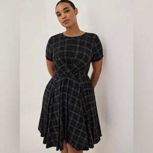 Plus Size 5X Torrid Black Plaid Super Soft Skater Dress
